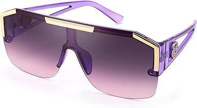 Image of Karsaer Oversized Square Flat Top Shield Sunglasses One Piece Frameless Stylish Women Men UV400 E1037