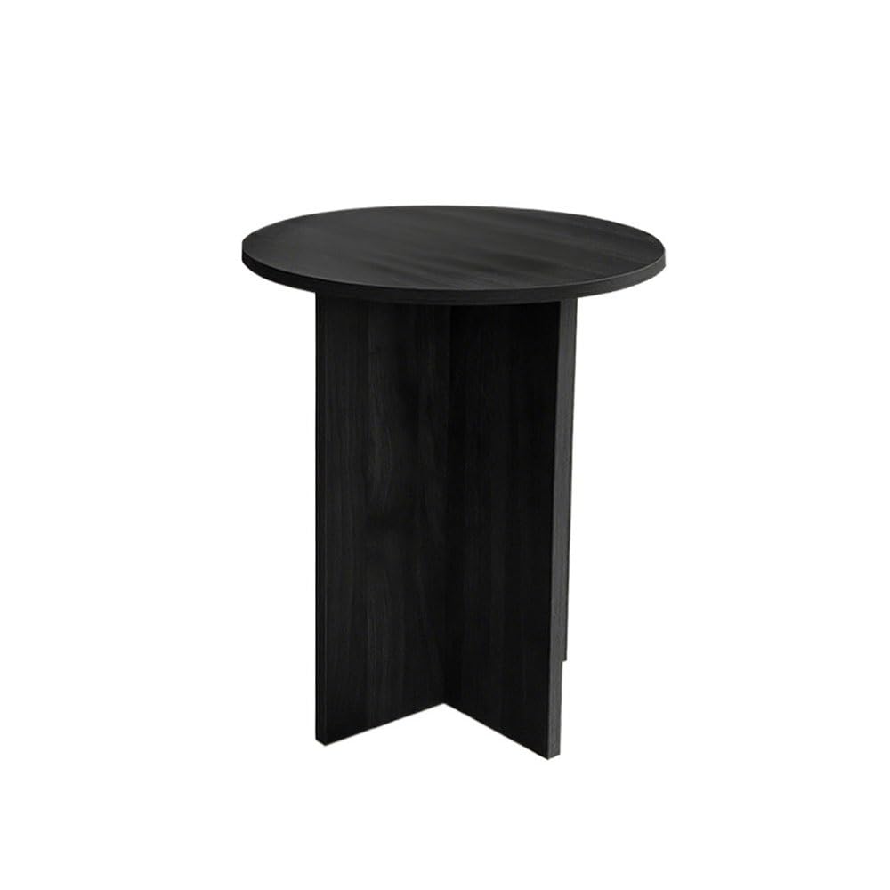 ZTHYSHOZ Coffee Table Retro Small Round Table Sofa Side Coffee Nightstand Living Room Balcony Bedroom(Black,Large)