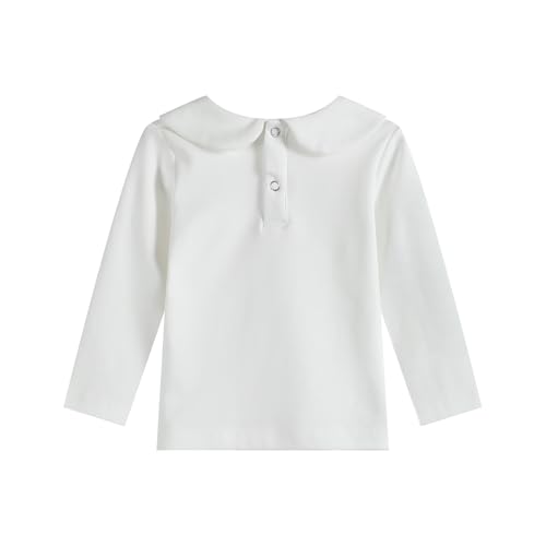 Toddler Kids Girl Boy Blouses Long Sleeves Solid Color Doll Peter Pan Collar T-Shirt Top Bottom Tees2