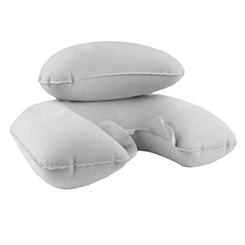 Black Temptation Almohada Inflable del Cuello Almohada Gris Felpa PVC/Almohada de Viaje Cover