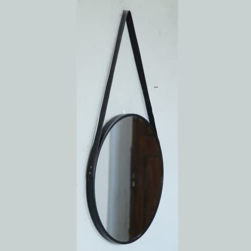Image of Modern Elegance Round Wall-Mounted Mirror Metal Framed Wall Mirror Bathroom Mirror Living Room Mirror Home Decor Mirror 18 x 18 Inches Black MF 74