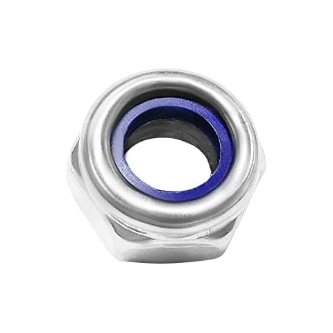 Lock Nuts Self Locking Nuts with Nylon Insert, A2 Stainless Steel Locknut, 6 Sizes M3 M4 M6 M8 M10 M12 Metric Hex Nut (M10) Cover