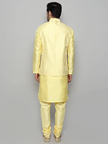 Image of Uri and MacKenzie Men's Silk Blend Kurta Churidar Pyjama with Stylish Nehru Jacket