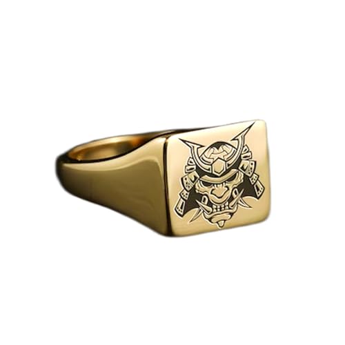 Chevalière samouraï argent 925 doré bague carrée vintage haut de gamme