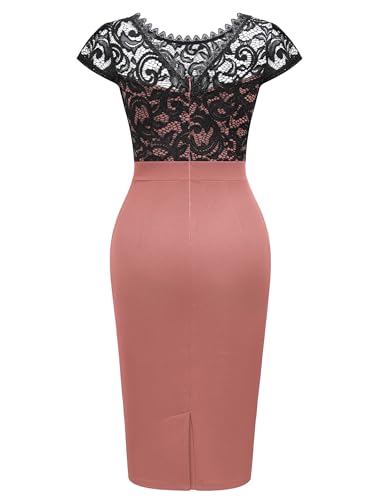 Image of Miusol Women's Vintage Floral Lace Cap Sleeve Ruffle Style Cocktail Party Dress