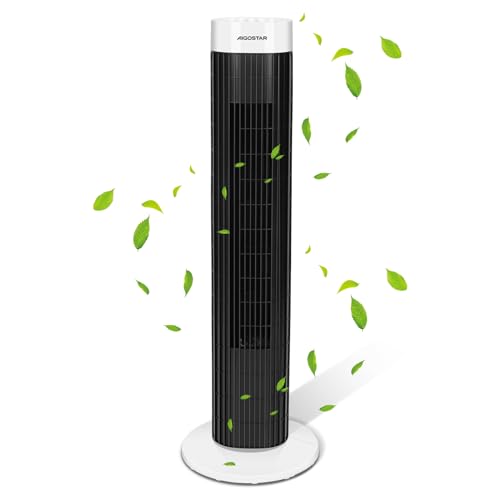 Aigostar Ben - Turmventilator Leise, Energiesparender Säulenventilator mit Timer, bis 103.6m/min...