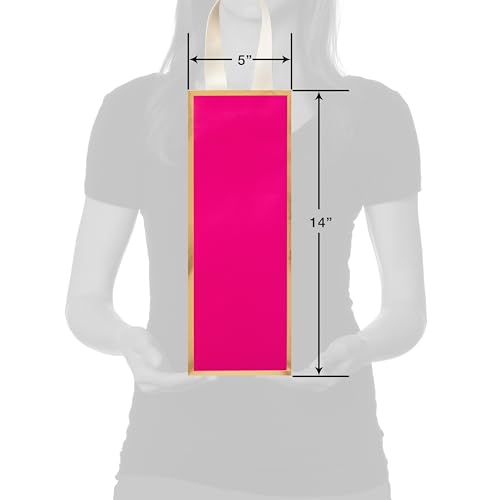 Image of Papyrus 14 inch Wine Gift Bag (Pink and Gold) for Birthdays, Weddings, Anniversaries and All Occasions (1 Bag)