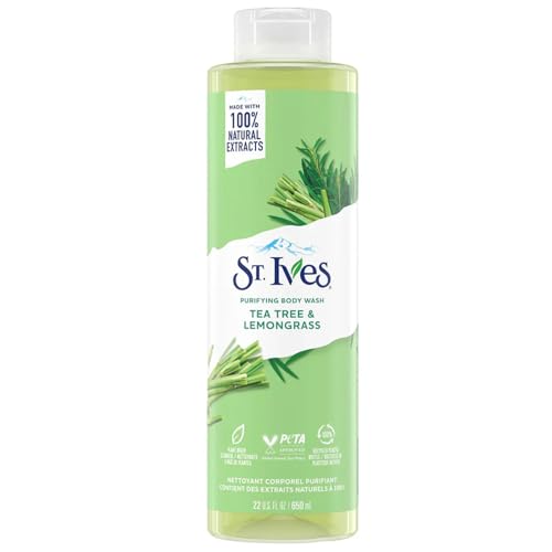 Image of St Ives Tea Tree and Lemongrass Body Wash 650ml Purifying Body Cleanser with Natural Extracts Oil Control Paraben Free Plant Based Dermatologist Tested for Fresh Glowing Skin