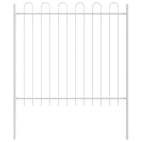 vidaXL Recinzione per Giardino 3 PCS Bianco 5,1 x 0,8 m, Recinzione in Acciaio Resistente per Giardino e terrazzo, barriera Decorativa, divisore Esterno