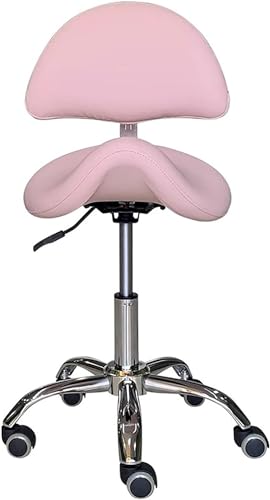 Sgabello A Sella Con Schienale - Sedia Regolabile Per Estetista, Tatuaggi, Ufficio (Nero) - Foto 2