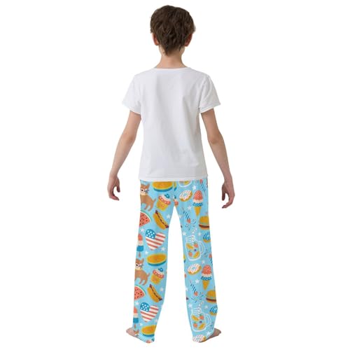 ZZXXB American Patriotic Day Dog Boys Long Pants Soft Trousers Elastic Waist Kids Lounge Bottoms with Pockets S-XL3