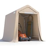 ADVANCE OUTDOOR 6X8 ft Outdoor Portable Storage Shelter Shed with 2 Rolled up Zipper Doors & Vents Carports for Motorcycle Waterproof and UV Resistant Portable Garage Kit Tent, Beige