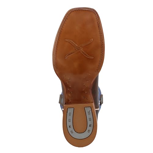 Image of Twisted X Men's 12 inch Rancher, Wide Square Toe with CellSole, Dark Chocolate & Brilliant Blue, 10 D