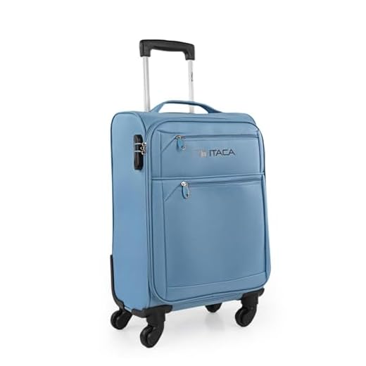 ITACA - Resefodral Hytt 4 Hjul Vagn 54 cm Polyester EVA. Bagage av Hand. Mjuk, motståndskraftig och lätt. Hantera Hänglås Handtag. Låg kostnad Ryanair. 701050, Färg Blå Jeans
