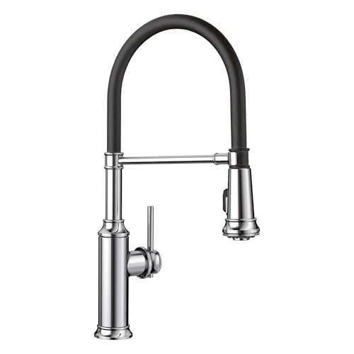 Image of BLANCO, Polished Chrome 442508 EMPRESSA Pull-Down Dual Spray Semi-Pro Kitchen Faucet, 1.5 GPM