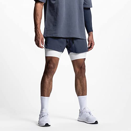 Image of DIOTSR Mens 2 in 1 Running Workout Shorts for Men Lightweight Training Shorts Quick Dry Gym Shorts with Phone Pocket