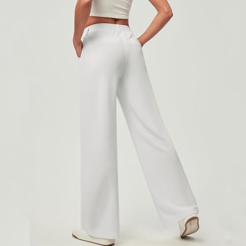 Petite Dress Pants for Women Wide Leg Palazzo Pants Business Casual Elastic High Waisted Work Pant with Pockets3