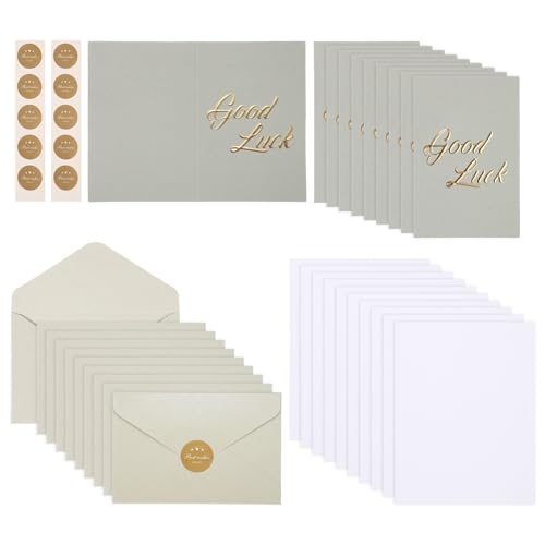 Tarjeta de buena suerte YOKIVE de 15x10 cm con foil dorado para bodas y felicitaciones familiares
