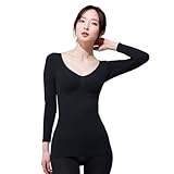 [ルシアン] 長袖インナー 細くみせる あったかインナー Power Shape パワーシェイプ 長袖 補正下着 レディース ブラック M