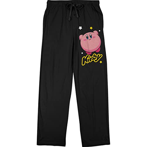 Kirby Floating Character Mens Black Sleep Pajama Pants-Medium