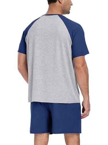 Image of Mens Pajamas Set Modal Soft Pajama Short Set Short Sleeve Pjs Sleepwear 2 Piece Lounge Set With Pockets S-3XL