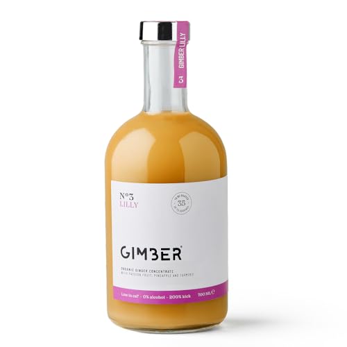 GIMBER N°3 700 ml Lilly – Concentré de gingembre bio | Concentré sans alcool à base de gingembre, fruit de la passion, ananas et curcuma | Jus gingembre...