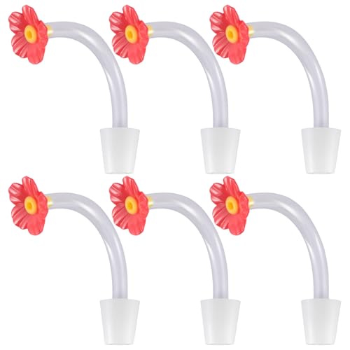 Kolibri-Futterspender für Kolibri, Ersatzrohr, Gummistopfen für Blumenspitzen, auslaufsichere Ausgießer für Vogelliebhaber, Schlauch für Kolibris, 6 Stück