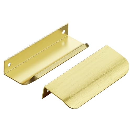 Image of Ravinte Hardware Gold Cabinet Handles Finger Edge Pulls 4 Inch CC 10 Pack