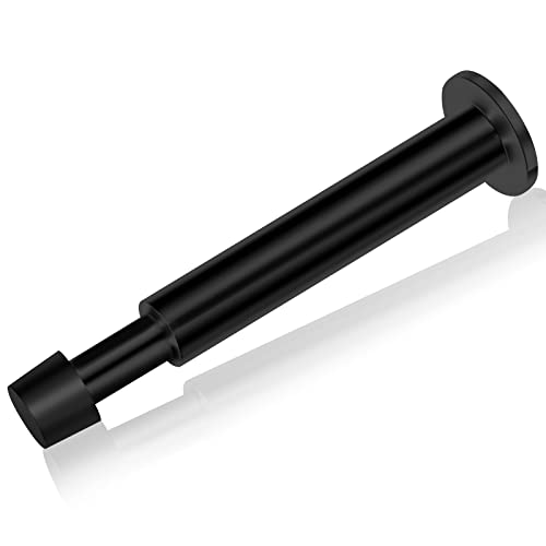 KOLAKO Door Stop, Long Door Stopper, Wall Mounted Brushed Black Heavy Duty Modern Adjustable Door Holder, Stainless Steel Wall Protectors, Doorstop for Skirtings