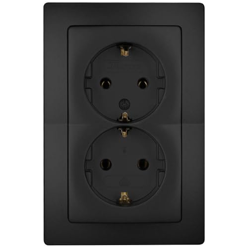 Kopp Paris 941150080 - Enchufe de 2 enchufes sin mayor protección táctil, color negro mate
