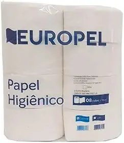 Rolão Papel Higiênico Institucional, 300 M, 100% Celulose, Branco, Europapel, 8 Unidades
