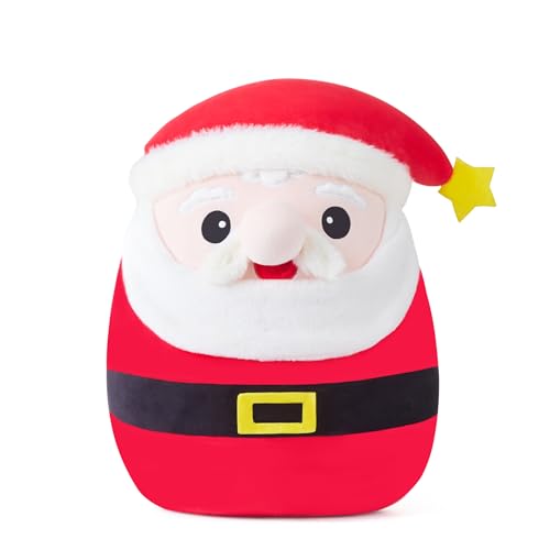 PLAYNICS Large Christmas Santa Plush Pillow Stuffed Plush Toy,12' Big Size Cute Soft Toys Fat Kawaii Hugging Cuddle Plushie,Xmas Gift for Kids