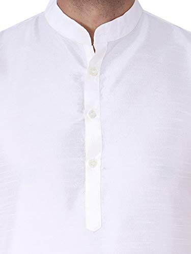 Image of HUZUR Men's Silk Solid Straight Long Kurta Pyjama Set| Ethnic Wear