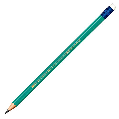 Lápis Preto BIC Evolution, Grafite Nº 2HB, Com Borracha, Corpo Verde Hexagonal, Com 4 Unidades, 8459