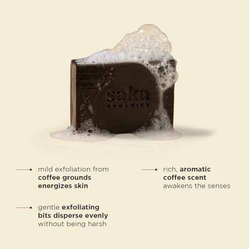 Image of Saka Organics Coffee Bath Soap with Shea Butter, Pack of 2 (120g Each) | Handmade Cold-Processed Soap | Gentle Exfoliation, Deep Cleansing & Moisturizing | Sulphate & Paraben Free