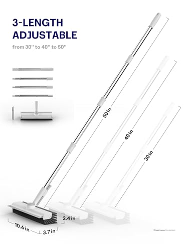 3 in 1 Floor Scrub Brush with Long Handle, Multi-Angle Swivel Head