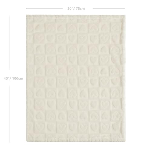 Image of CREVENT 30 inchX40 inch Cozy Soft Warm Sherpa Baby Blanket for Girls Boys, Newborn Essentials for Infant, Baby Shower Receiving Gift - White Heart 75X100cm