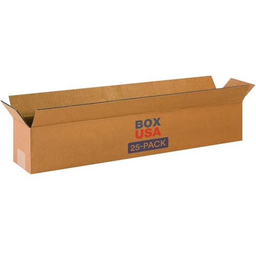 Image of BOX USA Shipping Boxes 24 inchL x 4 inchW x 4 inchH 25-Pack Long Corrugated Boxes for Moving, Shipping, Mailing, Packing, Packaging and Storage