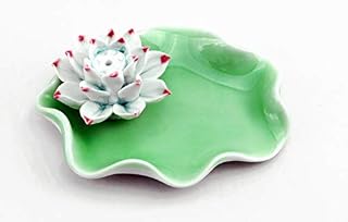 KT Lotus Leaf Incense Burner Holder Ceramic Plate Incense Ash Catcher Tray Light