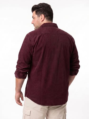 Image of Urbano Plus Men's Corduroy Full Sleeve Regular Fit Solid Overshirt with Utility Pockets
