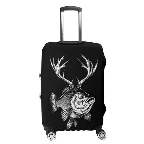 Bass Fish with Deer Antlers Luggage Covers Suitcase Protector Case Fits 19-32 Inch L4