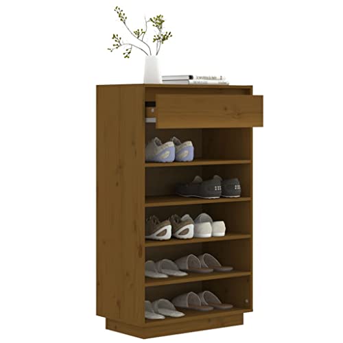 Armoire à chaussures marron miel avec tiroirs et support empilable - 4