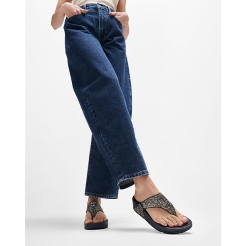 Image of FitFlop Lulu Multi-Tonal Glitter Toe Post Sandals