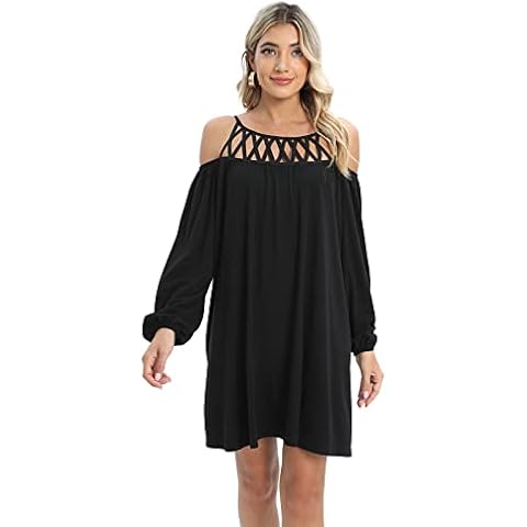 Vestido de Manga Larga con Hombros Descubiertos para Mujer Cover