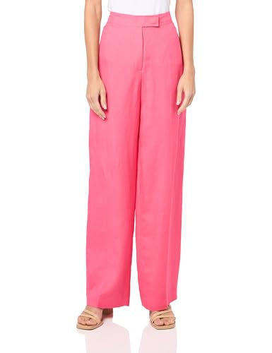 Anne Klein Womens Linen Blend High-Waist Wide Leg Pants