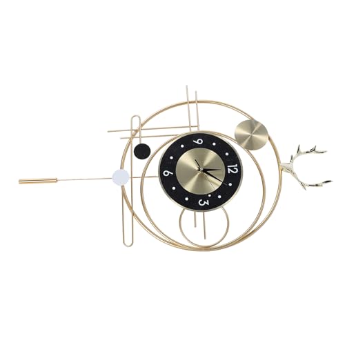 Horloge murale silencieuse à pendule doré oscillant pour déco de bureau