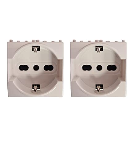 Colore BIANCO Presa Bipasso Schuko 2P+T 16A Bianco Compatibile CON Vimar Plana Colore Bianco (2, bianco)
