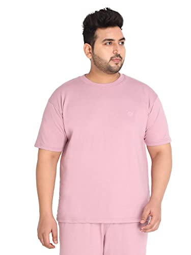 Image of CHKOKKO Men's Plus Size Terry Cotton Loose Fit Half Sleeves T-Shirt