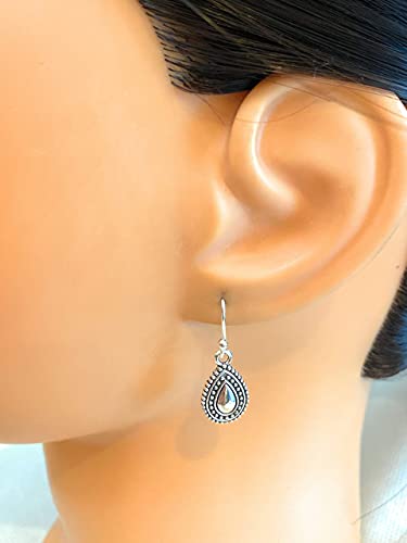 Tiny Detailed Teardrop on Sterling Silver Earrings Handmade3