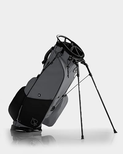 Pins & Aces Player Preferred Golf Bag - Premium Design Lightweight Golf Bag with Stand - Velvet-Lined 5-Way Club Divider System (Flat Ash)